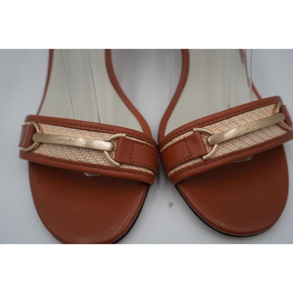 Monica by Bruno Magli Cognac leather stiletto ankle strap open-toe heel Sz 40.5 - Picture 8 of 16